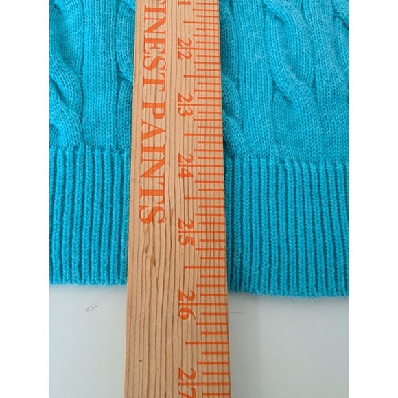 Talbots Button Cuff Cable Knit Tweed Sweater Womens Size XL Blue Lambswool Blend - Picture 9 of 9